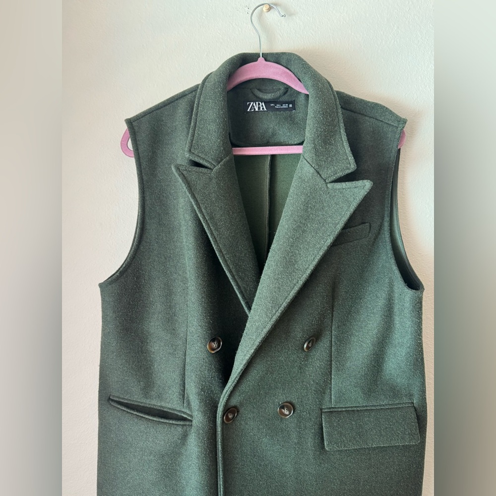 Zara Woman’s Forest Green Wool Blazer - Picture 7 of 9